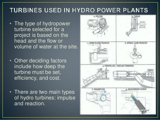 types of head in hydro power plant water turbine project